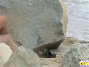 first-timer Beach sumptuous g-string bikini teenager - hidden cam video